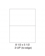 2 UP (to-edge) Shipping Labels - Half Sheet Labels (8.5 in x 5.5 in) - 2 Labels per Sheet / 25 Sheets